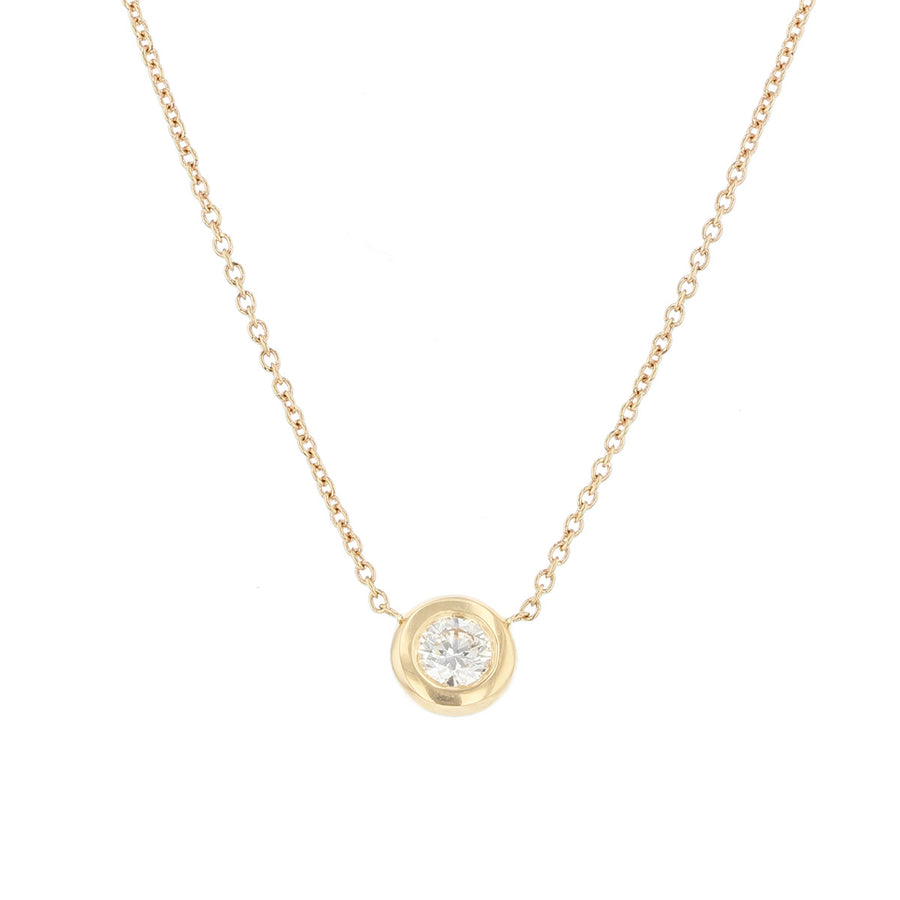 18K Bezel Set Diamonds Solitaire Necklace