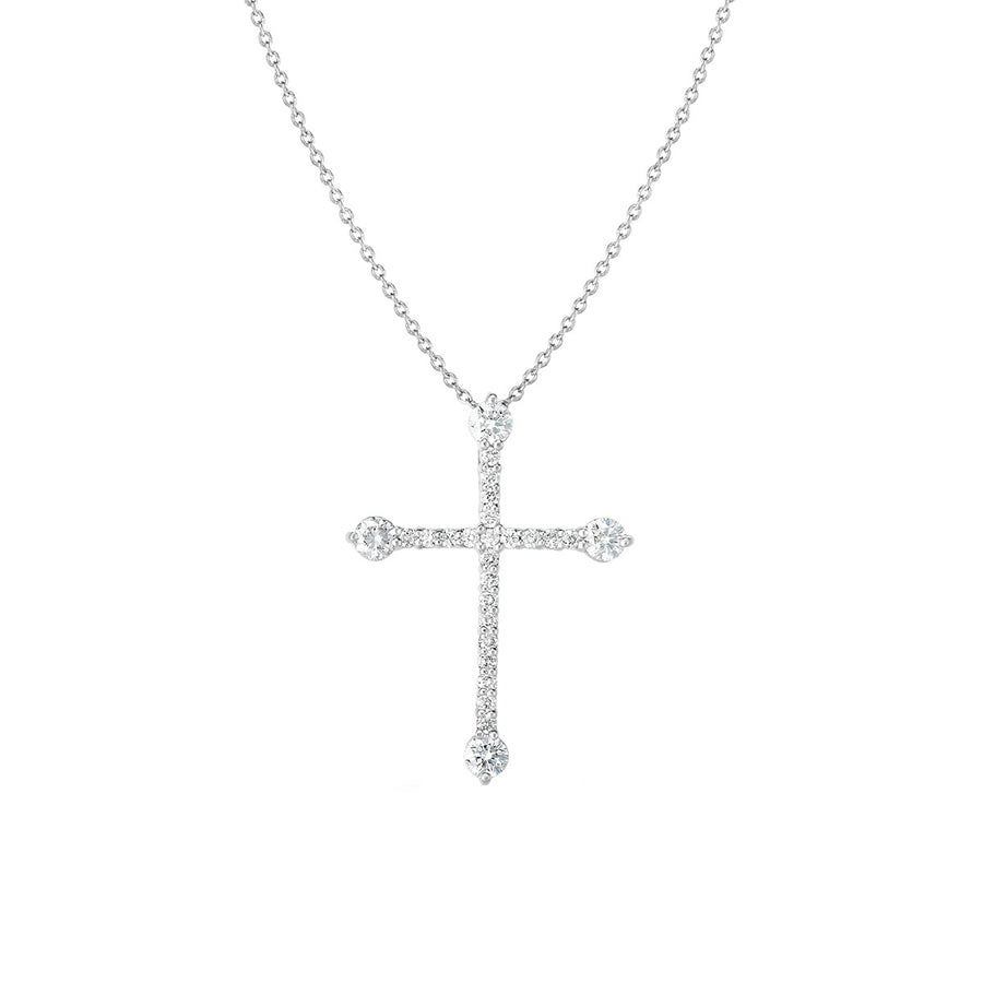 18K White Gold Tiny Treasures Diamond Cross Pendant