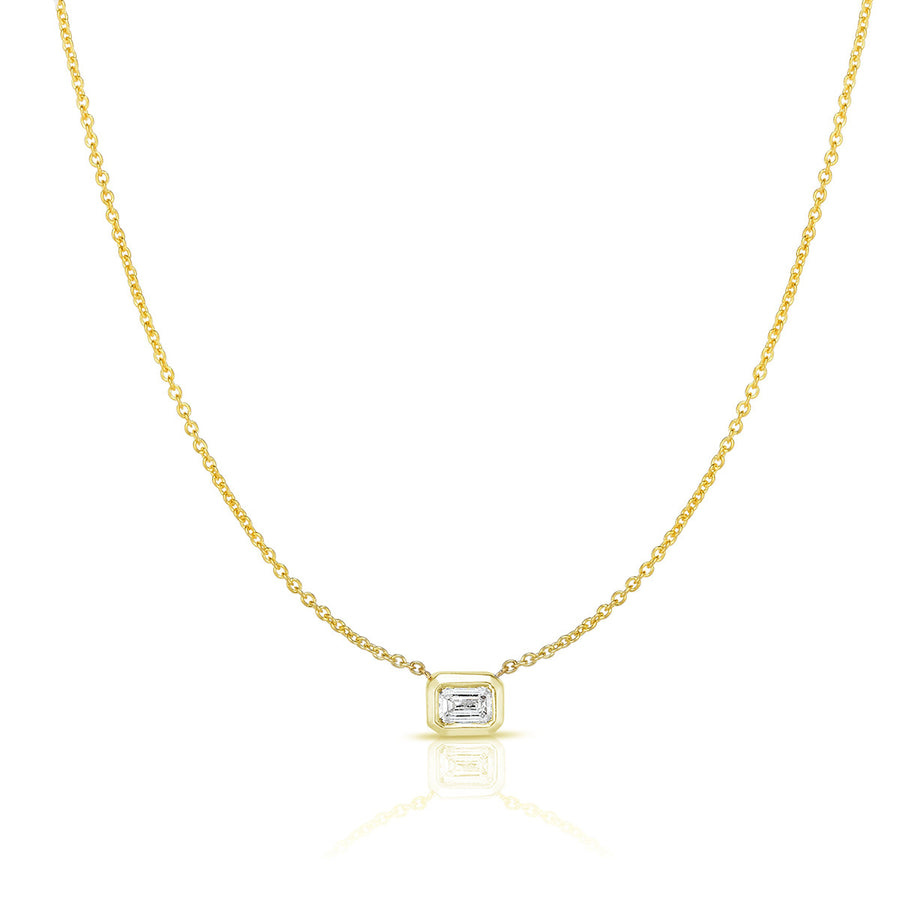 18K Emerald Cut Diamond Necklace