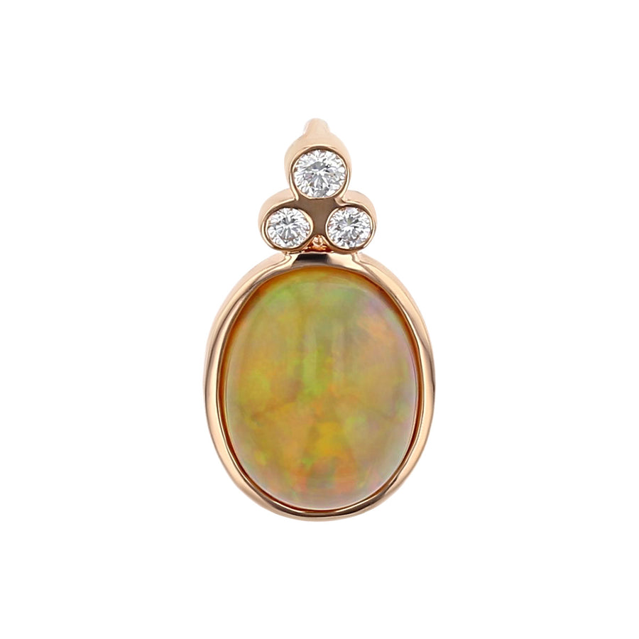 Ethiopian Cabochon Opal and Diamond Pendant