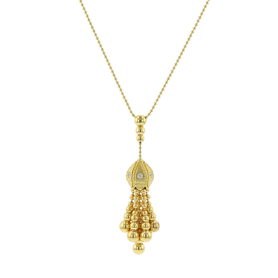 18K Yellow Gold Mini Tassel Necklace with Diamonds