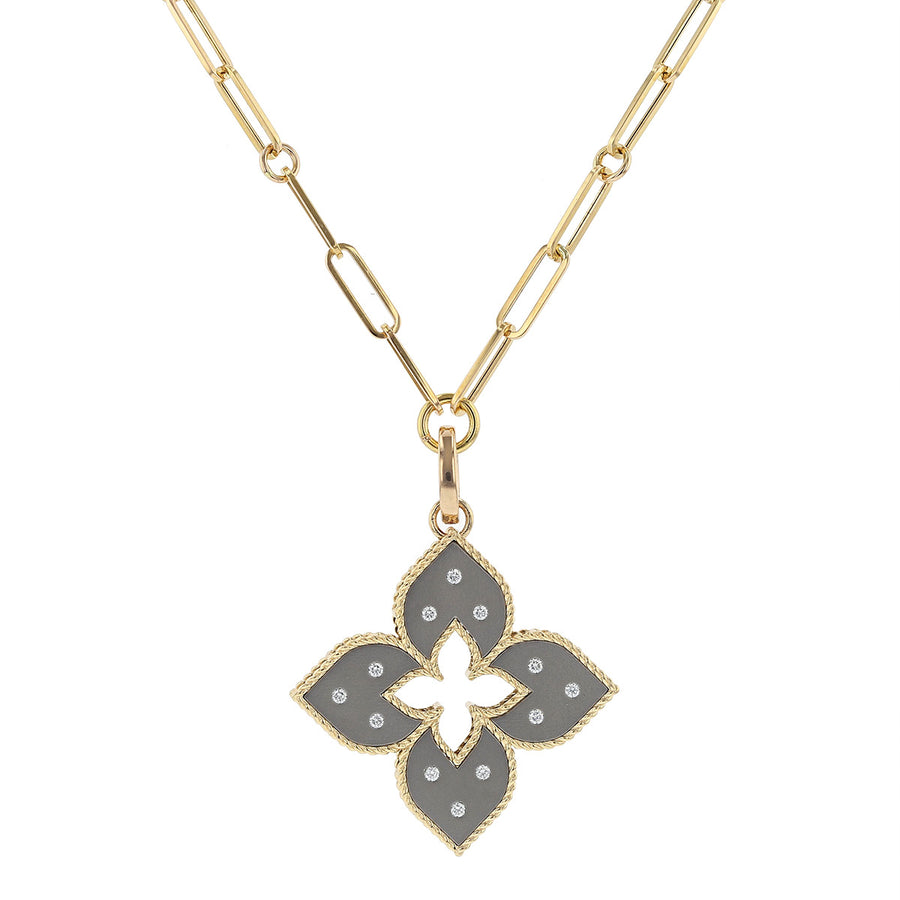 18K Gold Grey Titanium Necklace with Diamonds