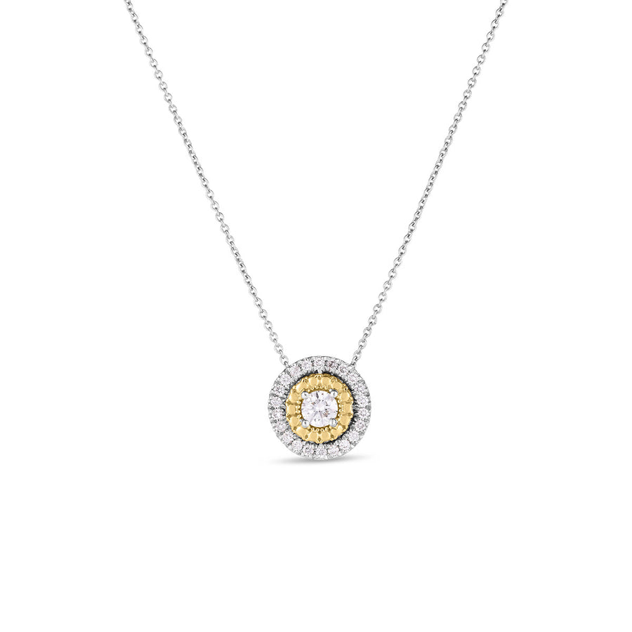 18K White and Yellow Siena Pave Dot Large Necklace