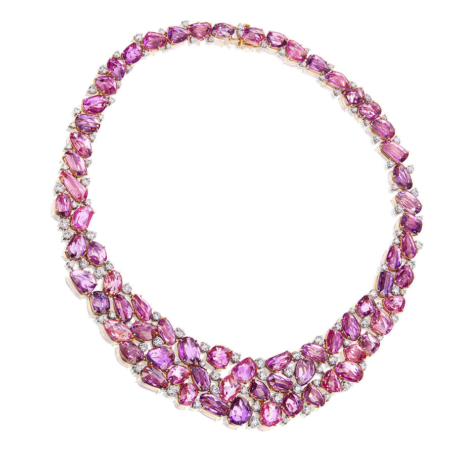 Multicolor Sapphire and Diamond Bib Necklace