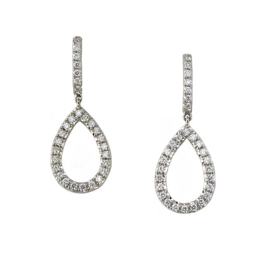 18K White Gold Diamond Teardrop Earrings