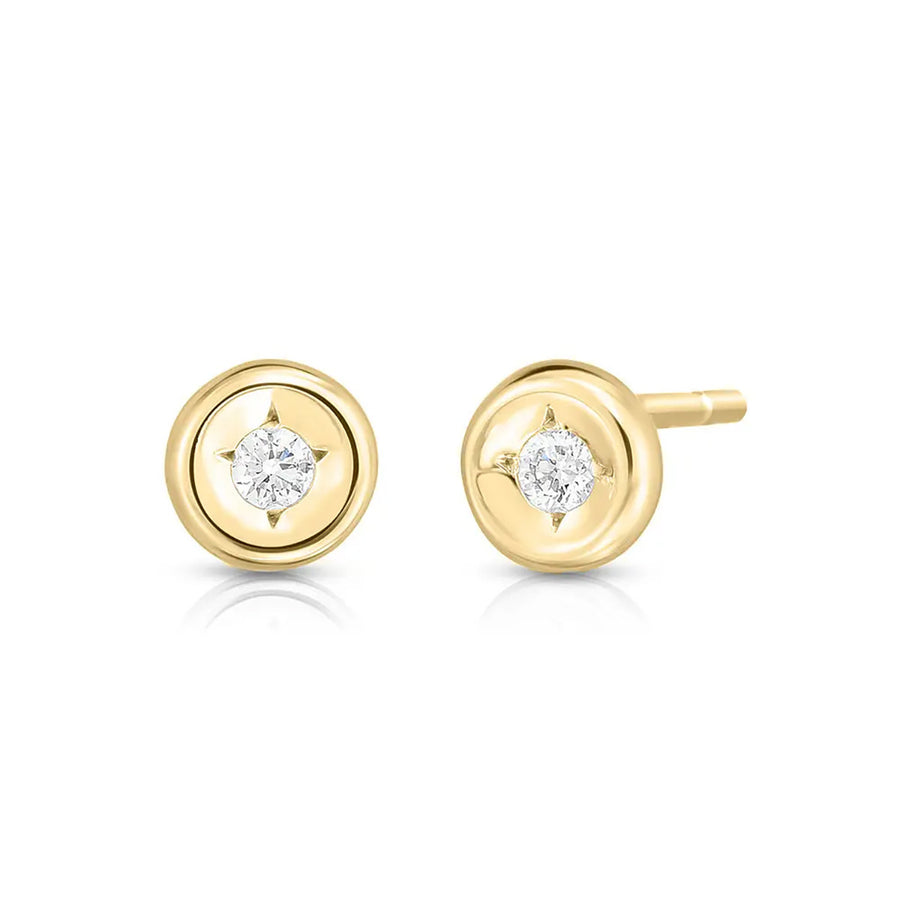 18k Yellow Gold Diamond Round Cut Stud Earrings