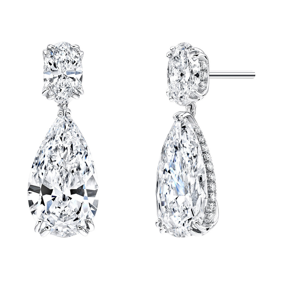 The Vault Pear Shaped Diamond Halo Dangle Earrings