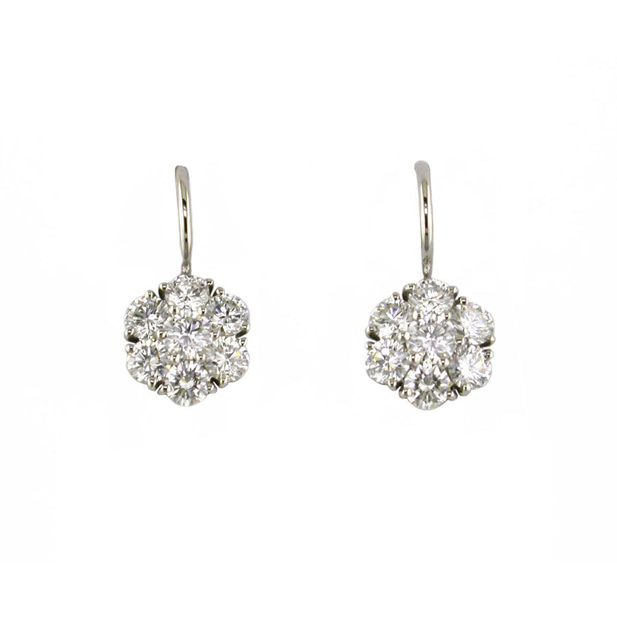 Brilliant Diamond Halo Drop Earrings