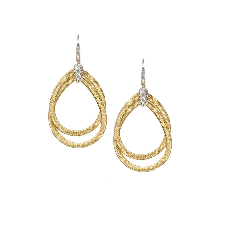 18K Yellow Gold and Diamond Small Drop Earrings