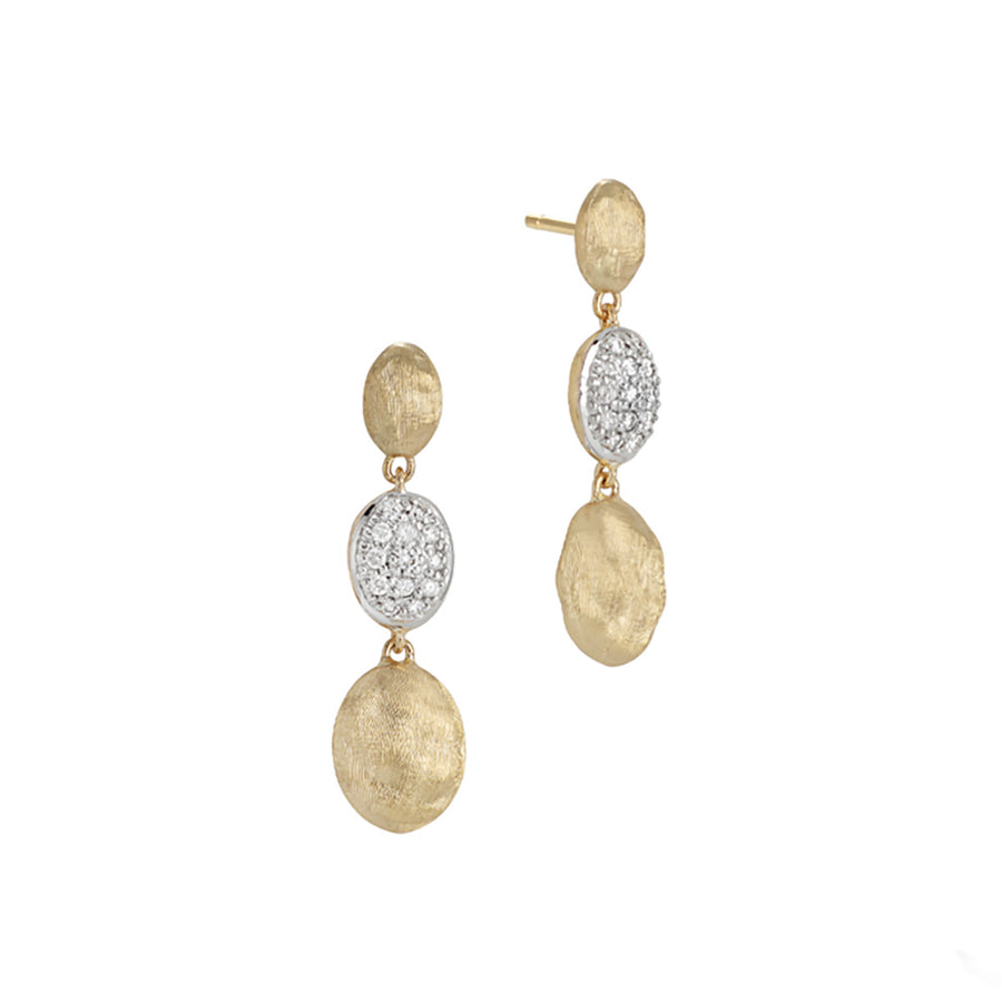 18K Yellow and White Gold Diamond Triple Drop Earrings