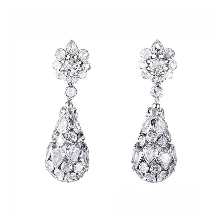 Rose Cut Diamond Drop Earrings