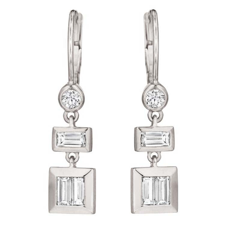 Diamond Baguette Deco Earrings