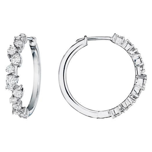 Round and Pear Shape Diamond Cluster Earrings