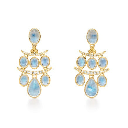 Small Moonstone Diamond Drop Earrings