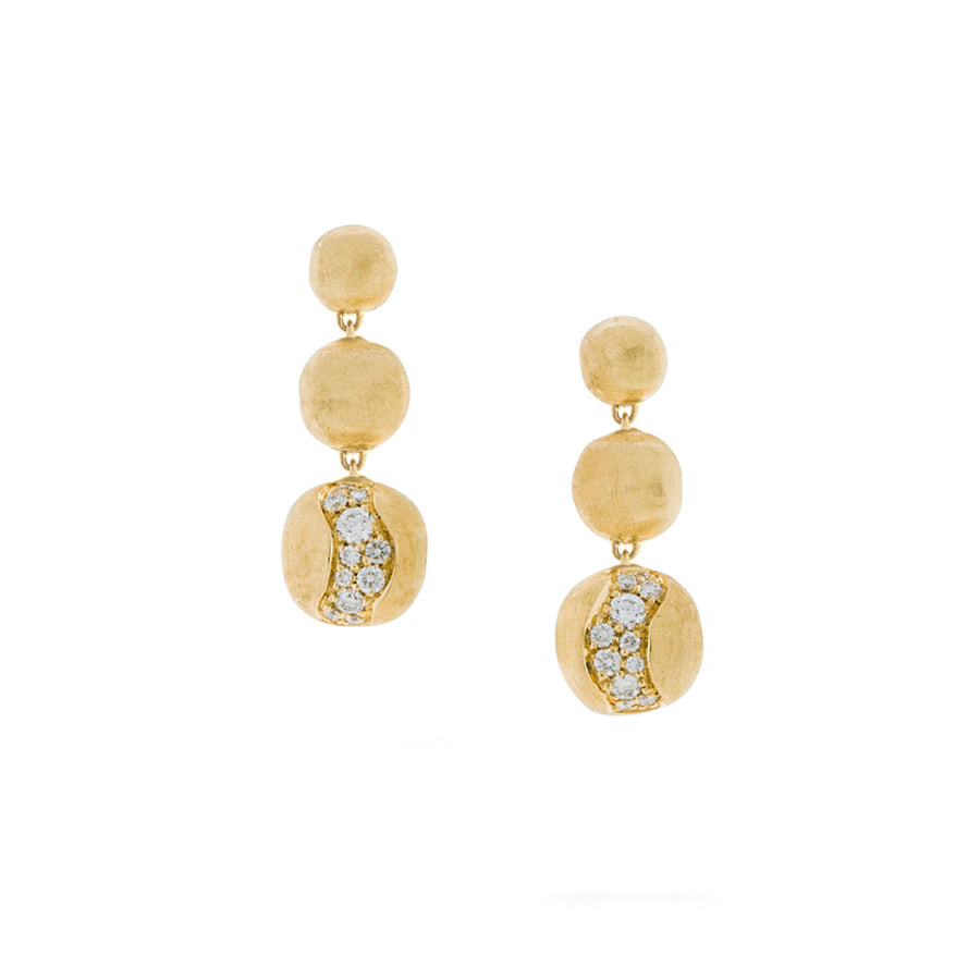 18K Yellow Gold Short Graduated Diamond Drop Earrings