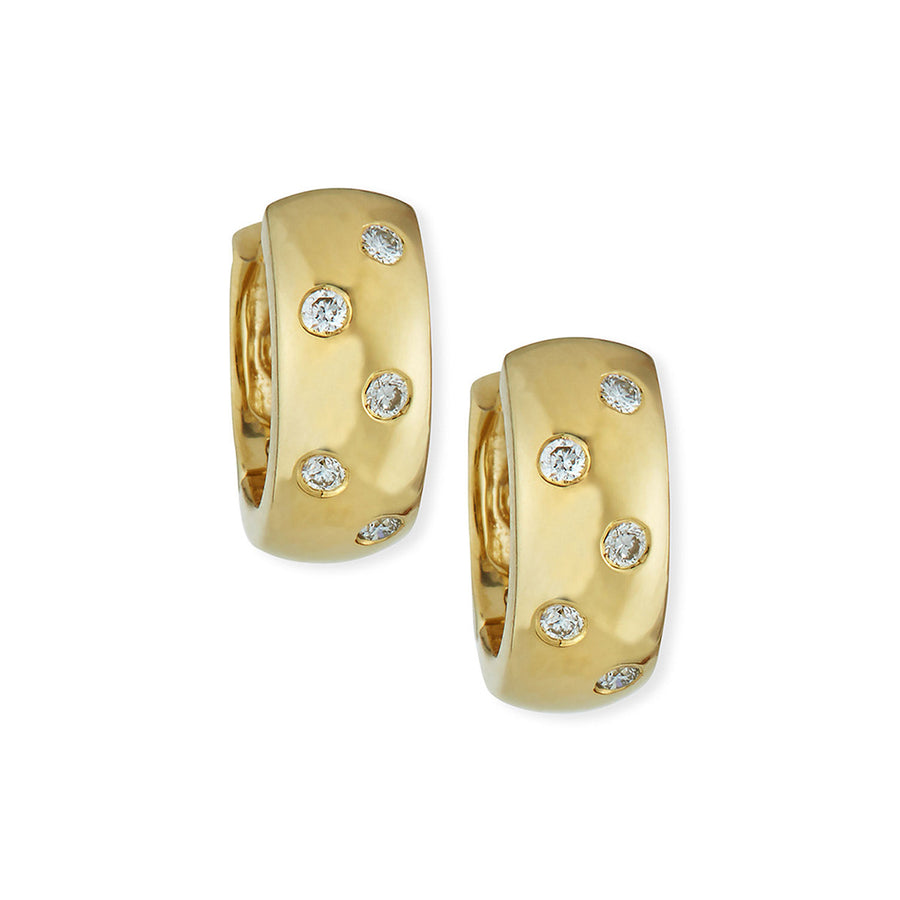 18K Gold Diamond Huggy Earrings