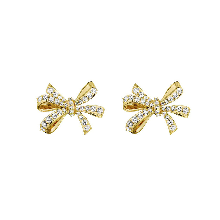 Double Loop Diamond Bow Earrings