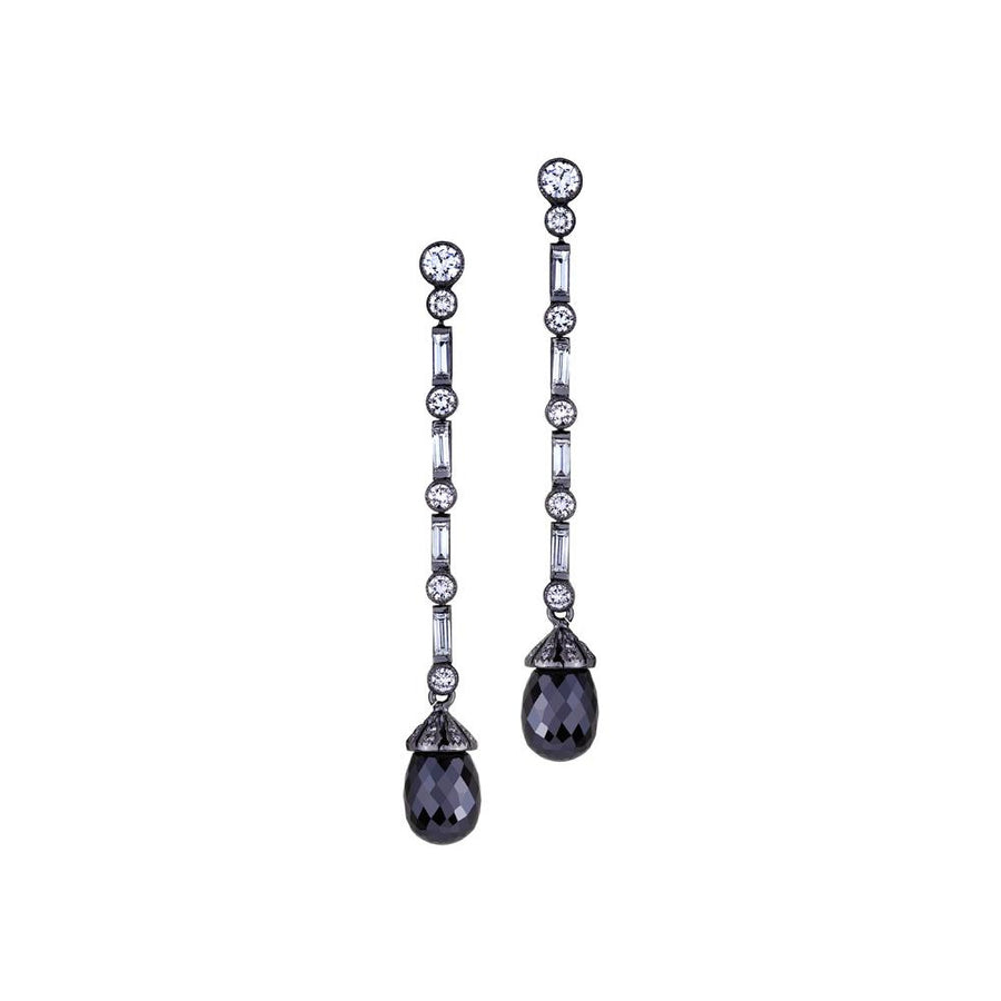 White and Black Diamond Stilleto Earrings