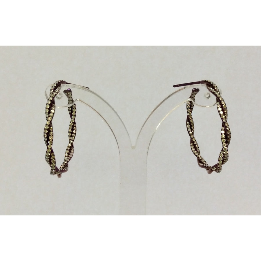 Titanium Diamond Twist Hoop Earrings