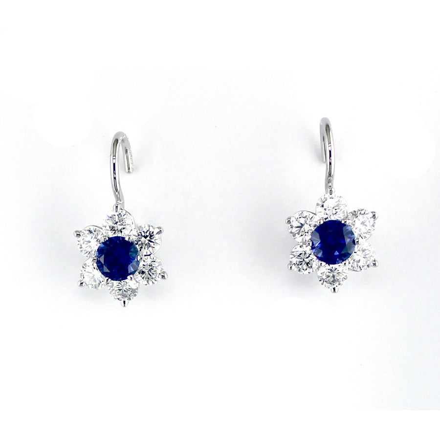 Platinum Sapphire Diamond Earrings