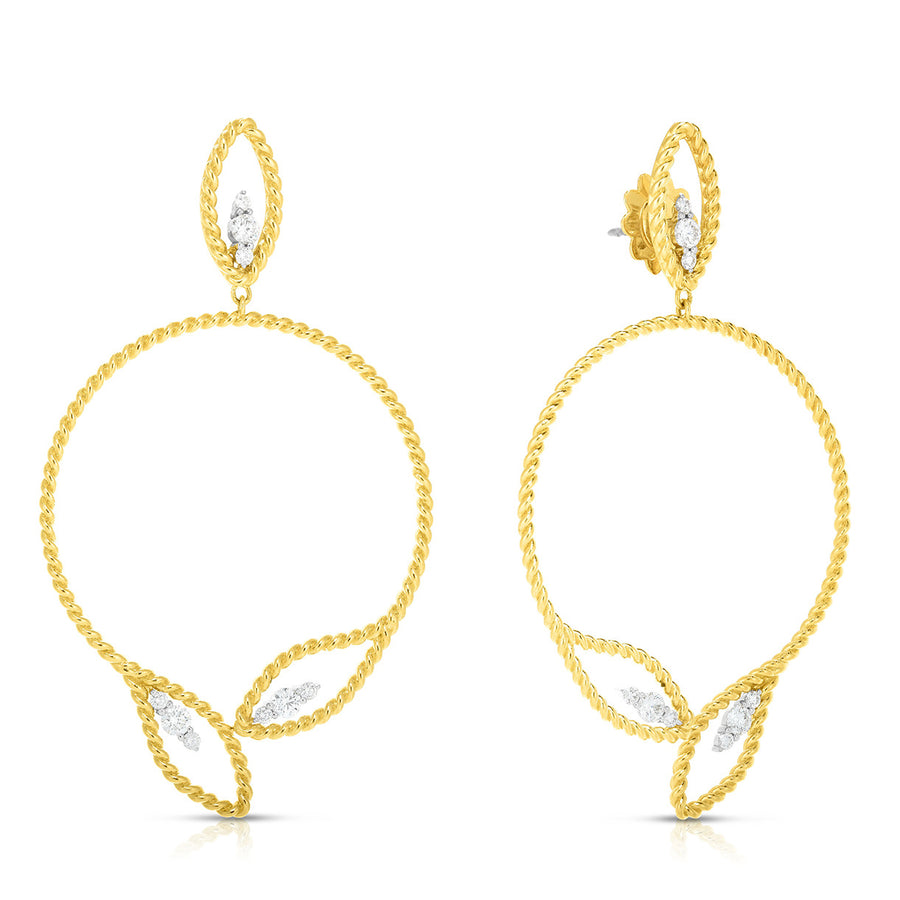 18K Byzantine Barocco Diamond Circle Drop Earrings