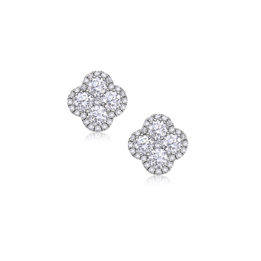 Diamond Precious Pastel Clover Stud Earrings