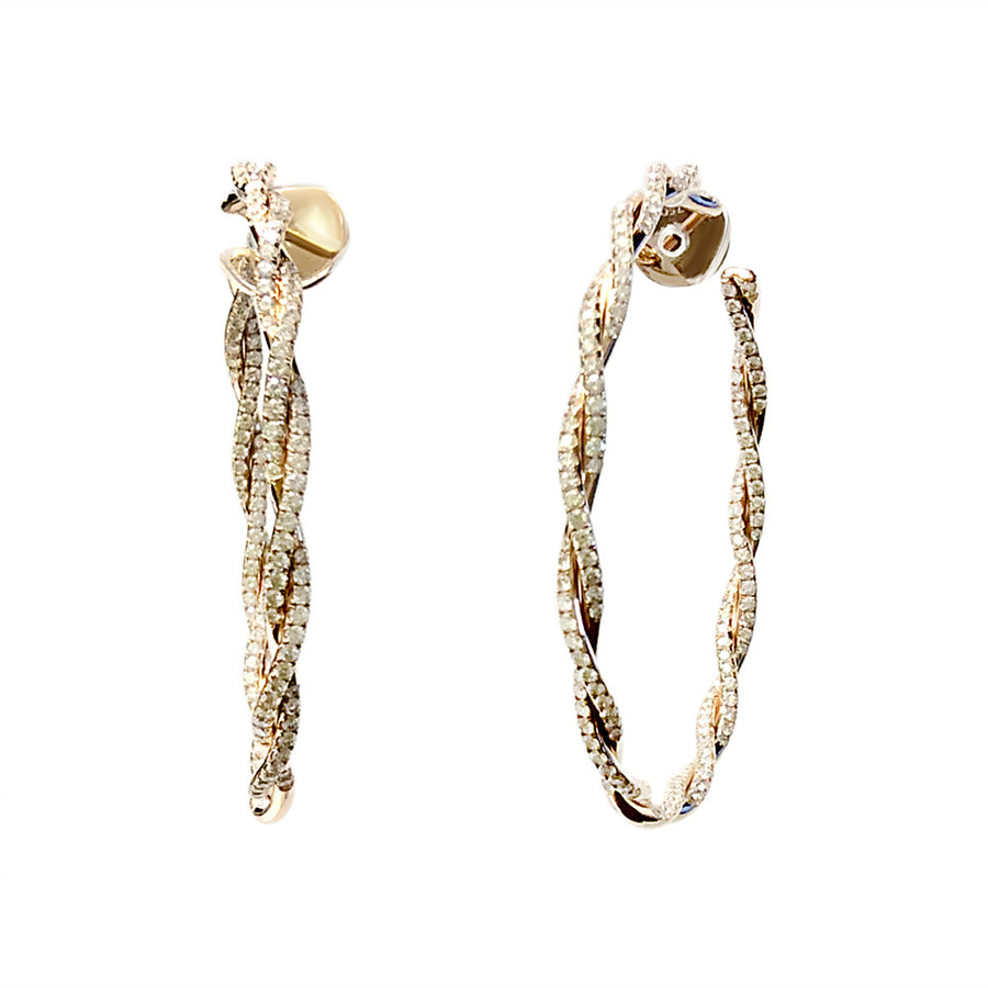 18K Diamond Twist Hoop Earrings