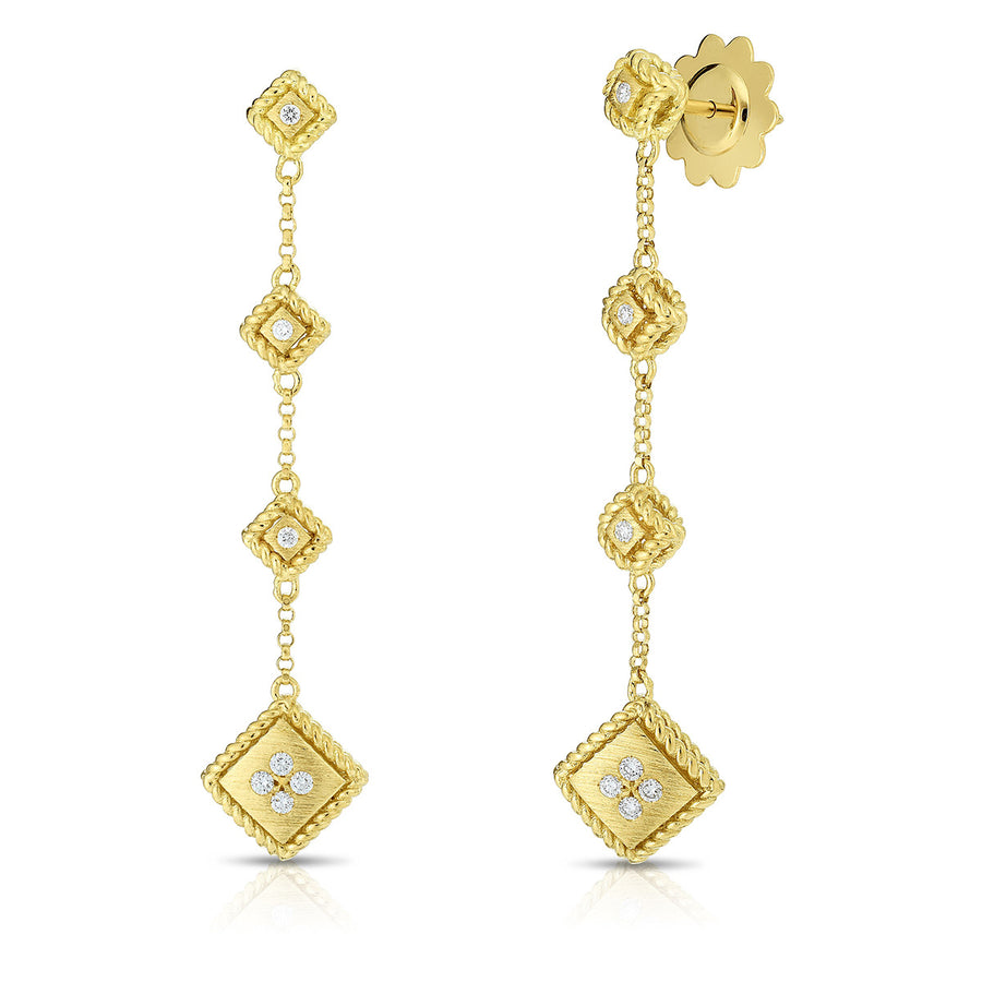 18K Palazzo Ducale Satin 2 Drop Earring with Diamond Accent