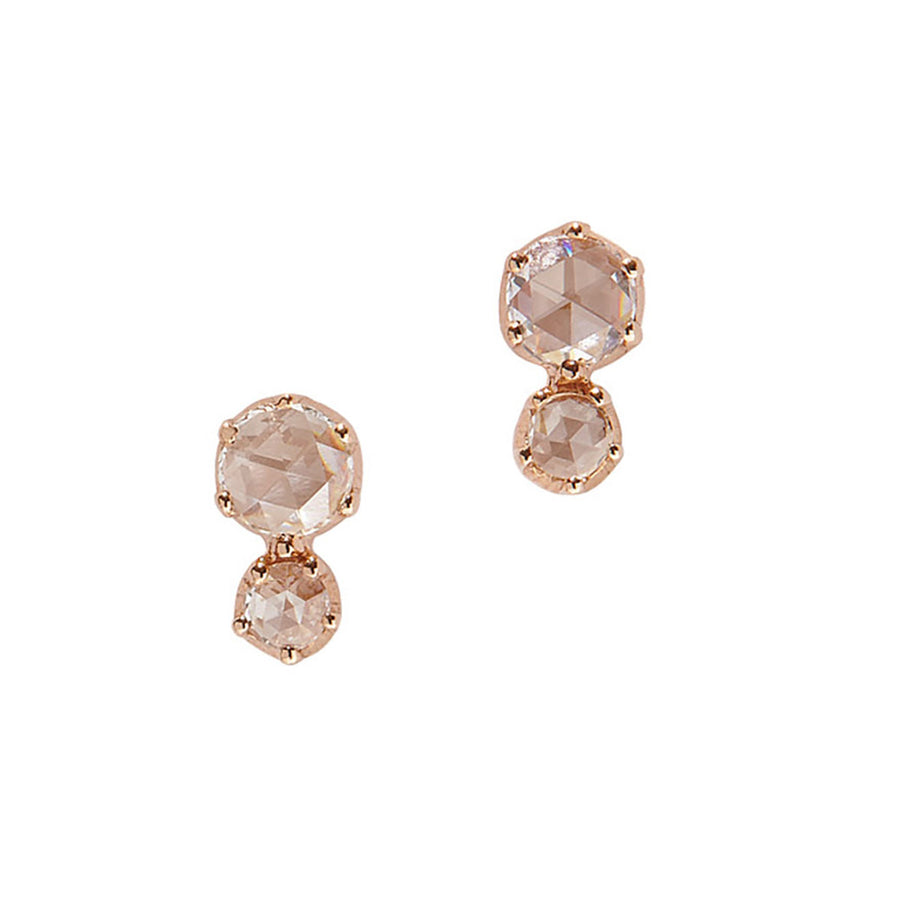 Duet Rose Cut Diamond Stud Earrings