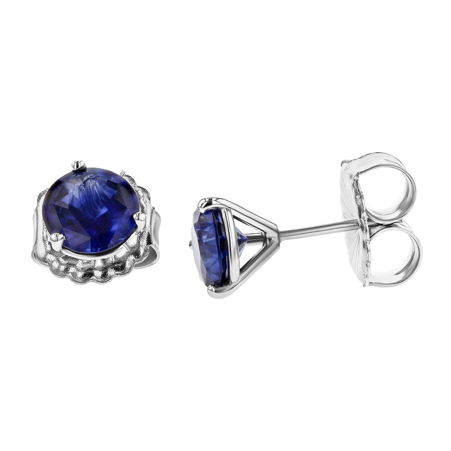 18K White Gold 7mm Sapphire Stud Earrings