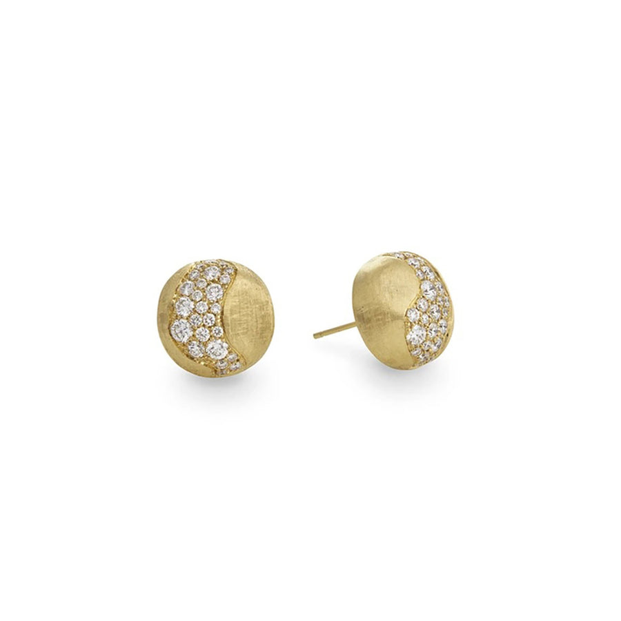 18K Yellow Gold and Diamond Large Stud Earrings