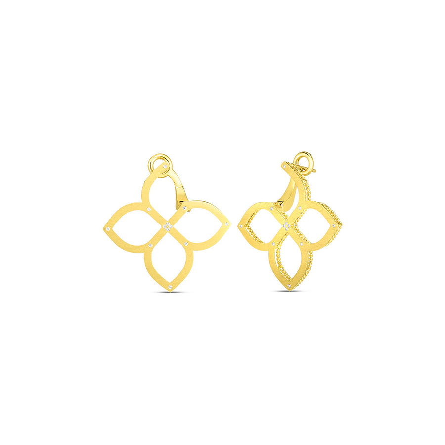 18K Gold Open Post Earrings with Diamond Accents
