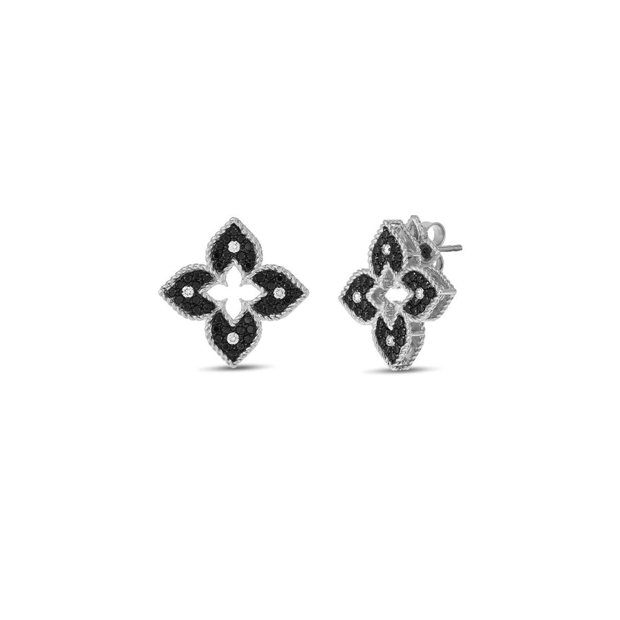 Petite Venetian Princess Black and White Diamond Stud Earrings