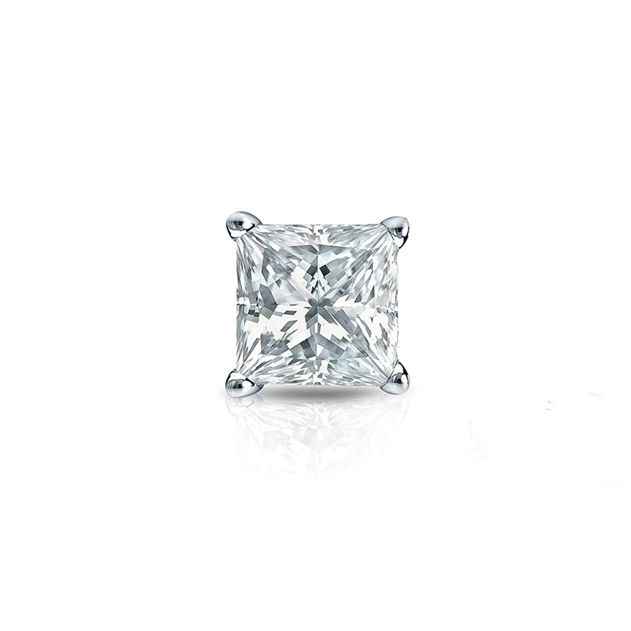 Single Princess-Cut Diamond Stud Earring