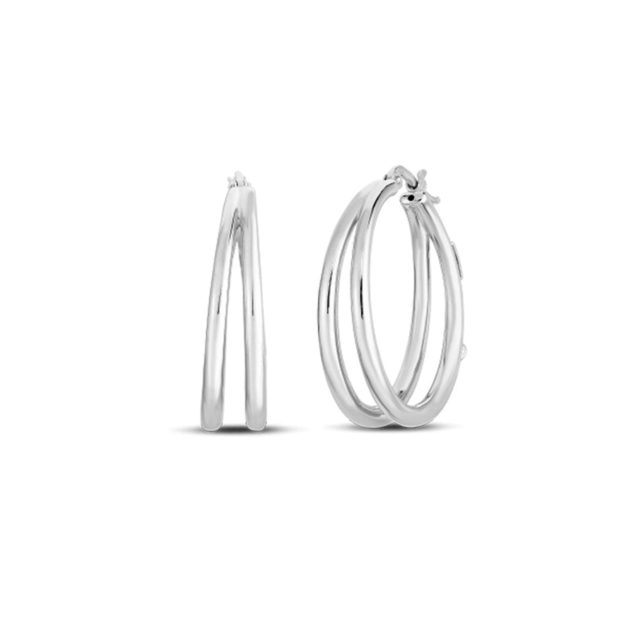 18K Graduated 30mm Thin Double Hoop Earrings