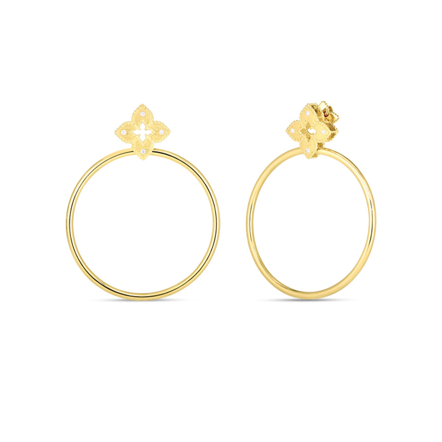 18K Petite Venetian Princess Flower Earrings with Attached Hoop