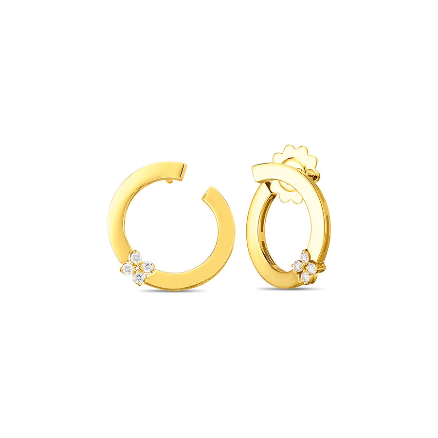 18K Love in Verona Single Diamond Flower Circle Hoop Earring