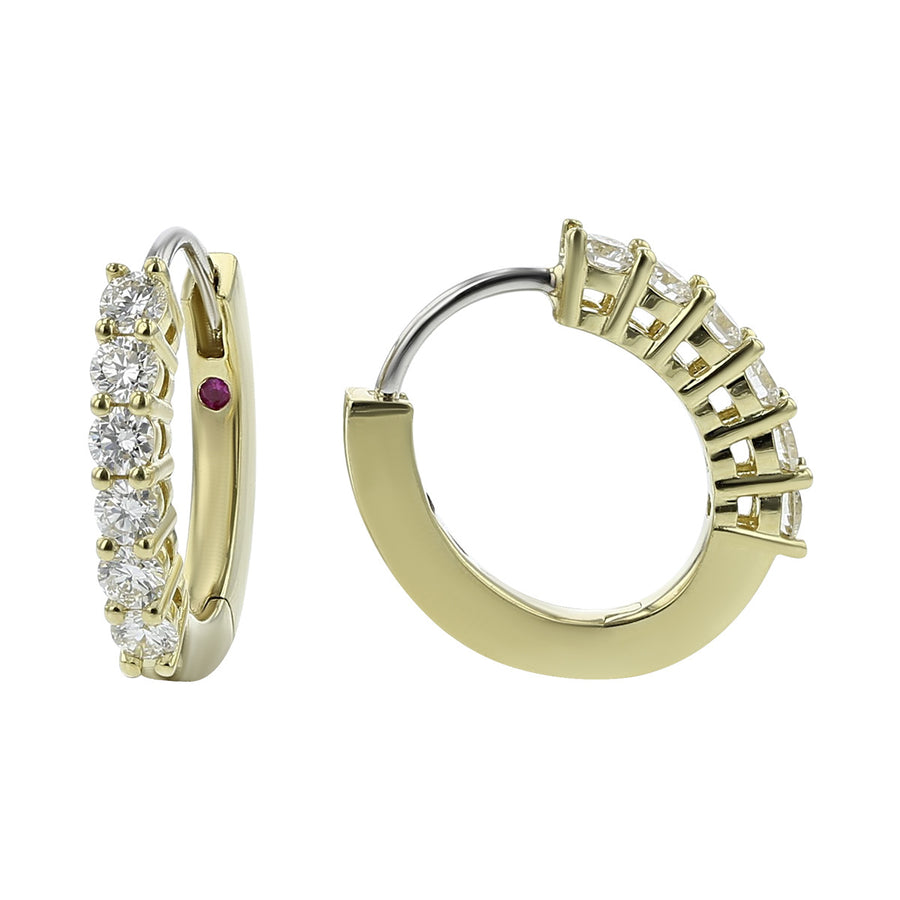 18K Yellow Gold Small Hoop Earrings with Diamonds