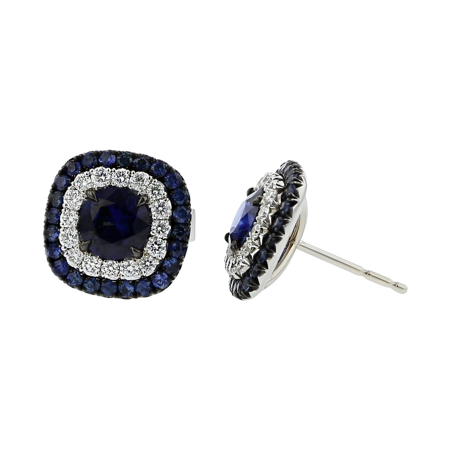 Sapphire and Diamond Stud Earrings