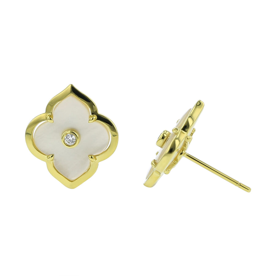 Gold and Diamond Les Fleurs Stud Earrings