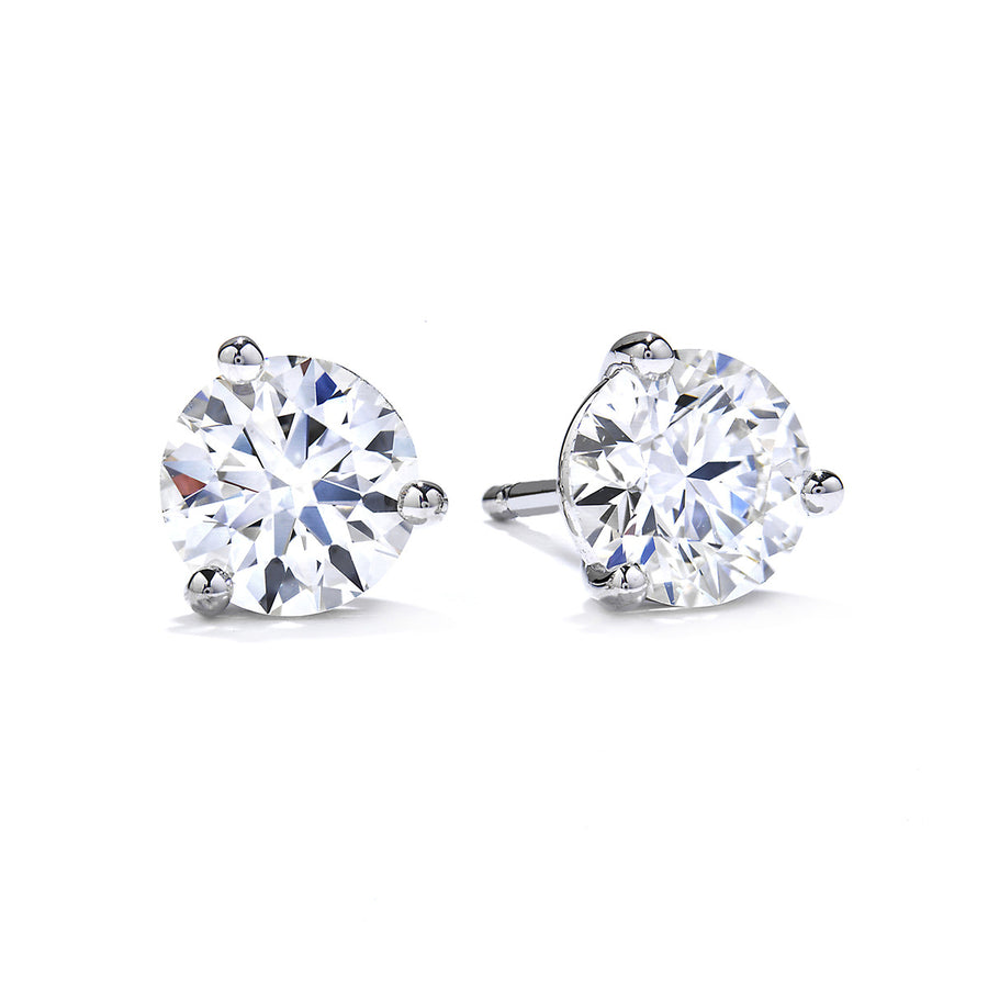 Platinum Three-Prong Stud Earrings