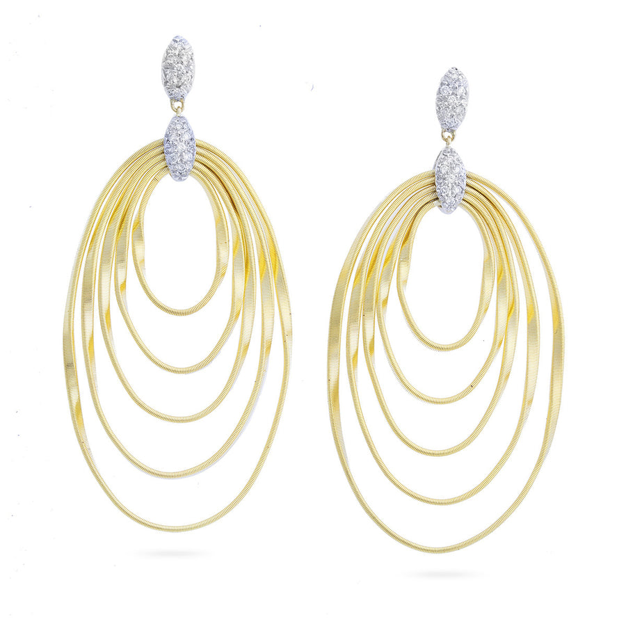 18K Yellow Gold and Diamond Large Concentric Earring