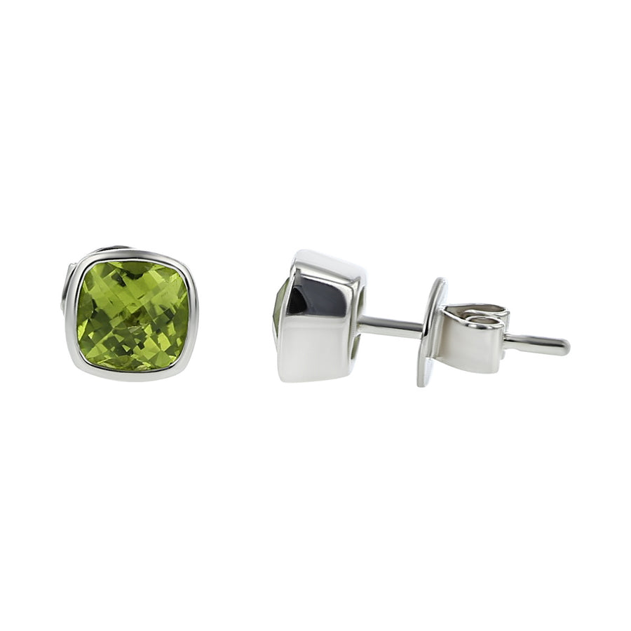 Peridot 14k White Gold Stud Earrings