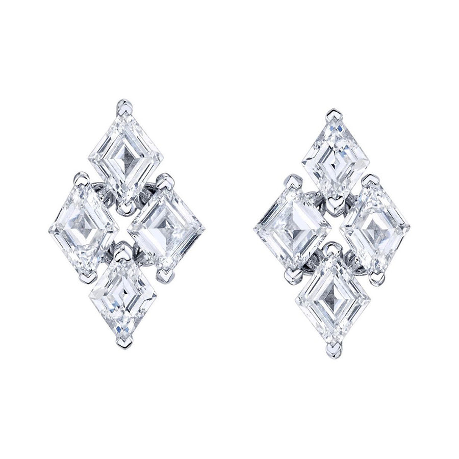 18K White Gold Diamond Kite Earrings