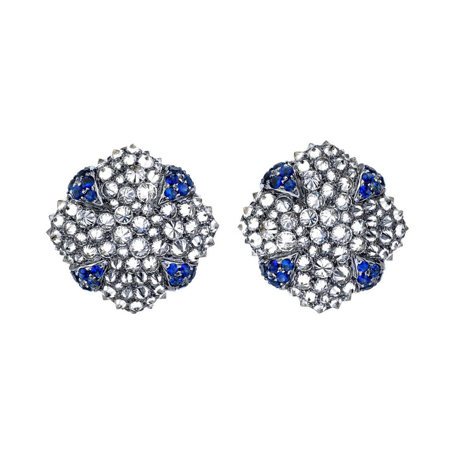 18K Diamond and Sapphire Stud Earrings