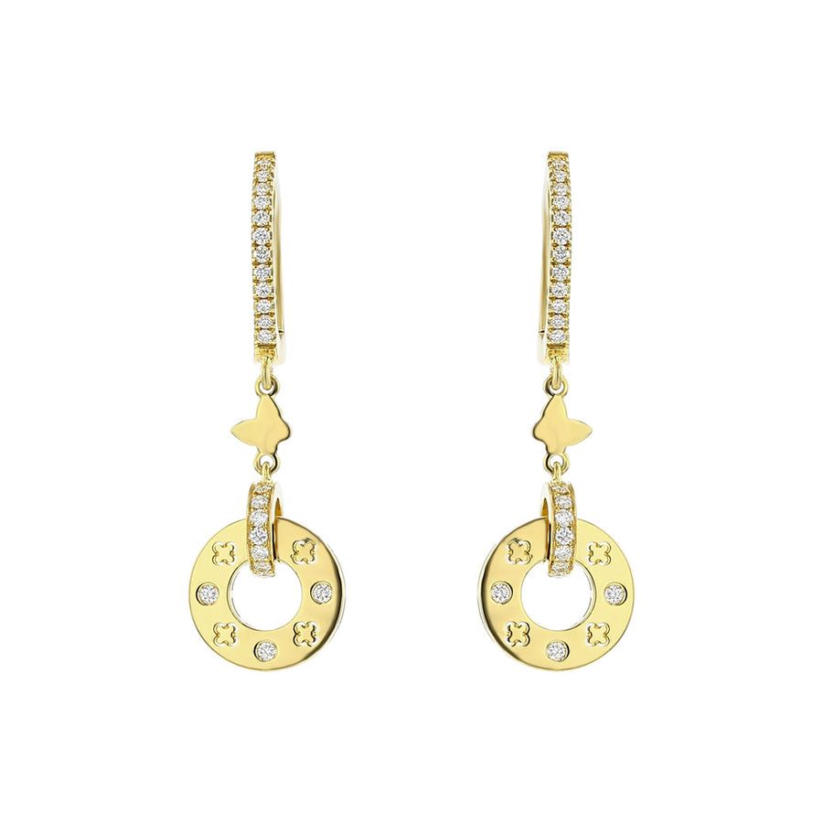 Drop Earrings in Yellow Gold with Diamonds