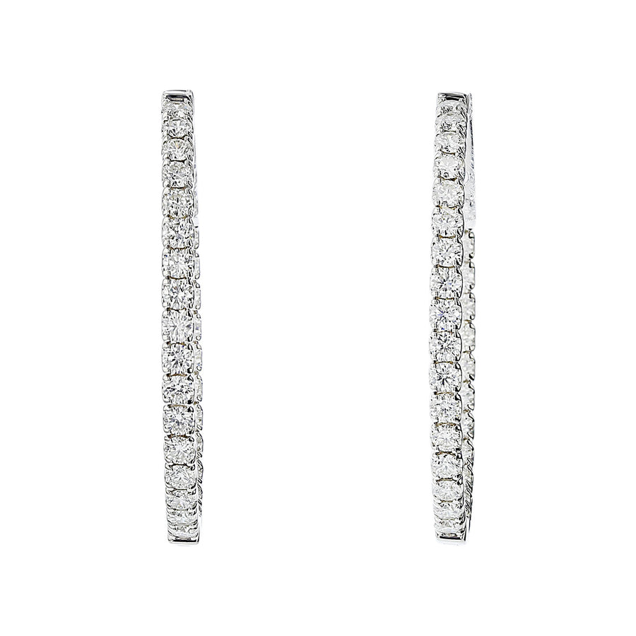 Oval Inside Out Diamond Hoop Earrings