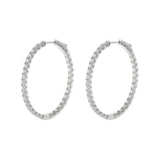 Oval Inside Out Diamond Hoop Earrings