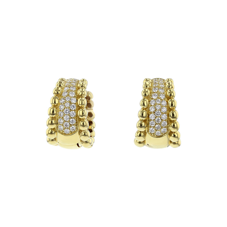 18K Yellow Gold Diamond Hoop Earrings