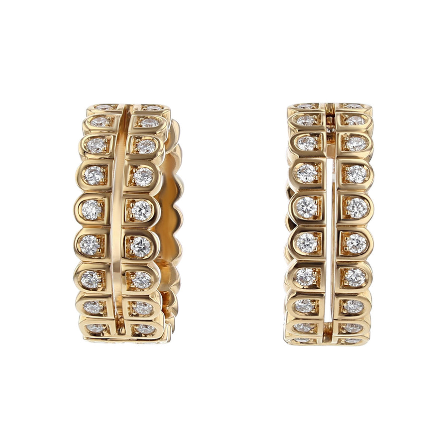 Scallop Diamond Pave Double Hoop Earrings